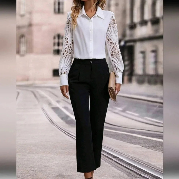 Clasi Contrast Lace Button Front - Picture 4 of 4